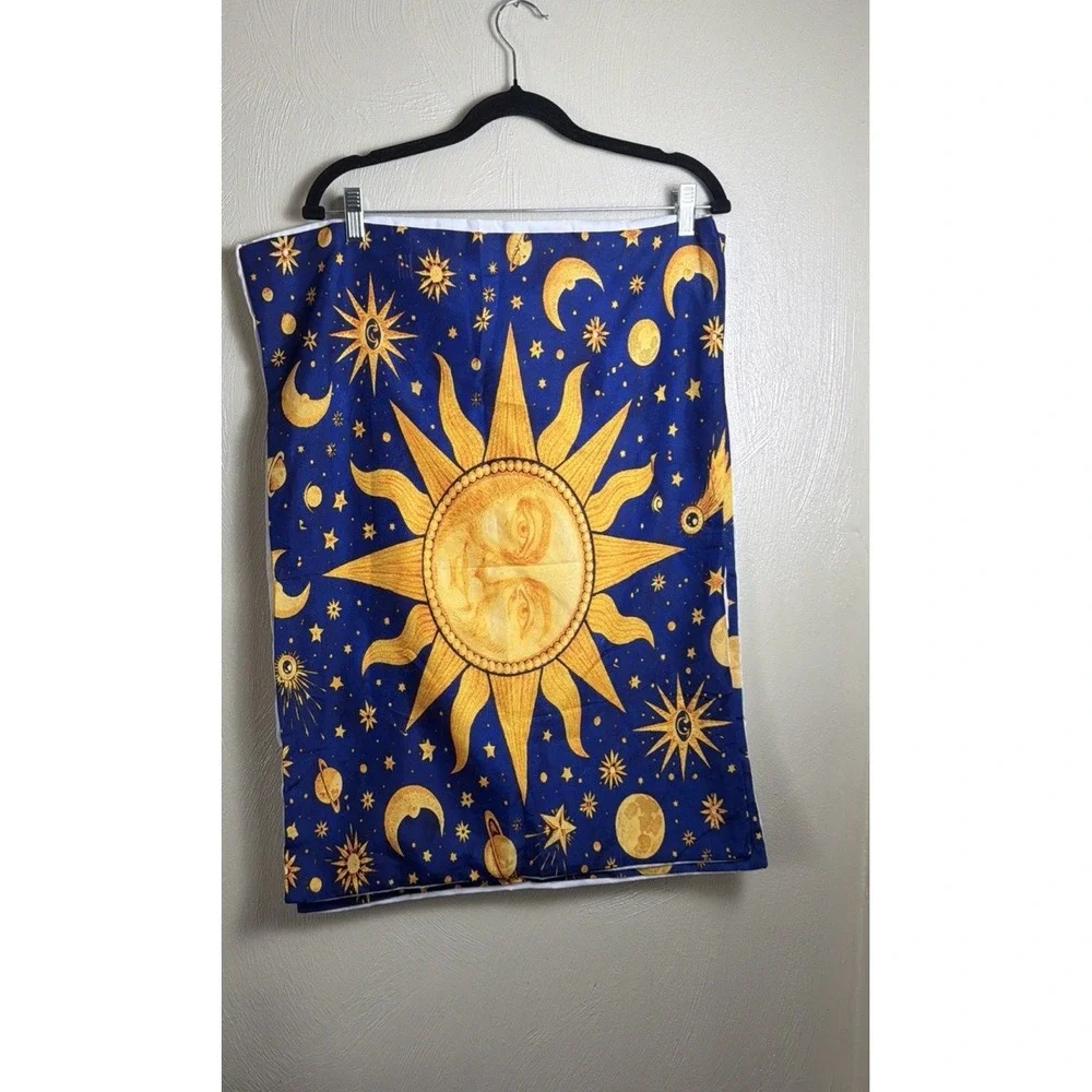 Celestial Sun Moon Stars Pillowcases Set of 2 Whimsigoth Blue Gold Astro Decor⁠